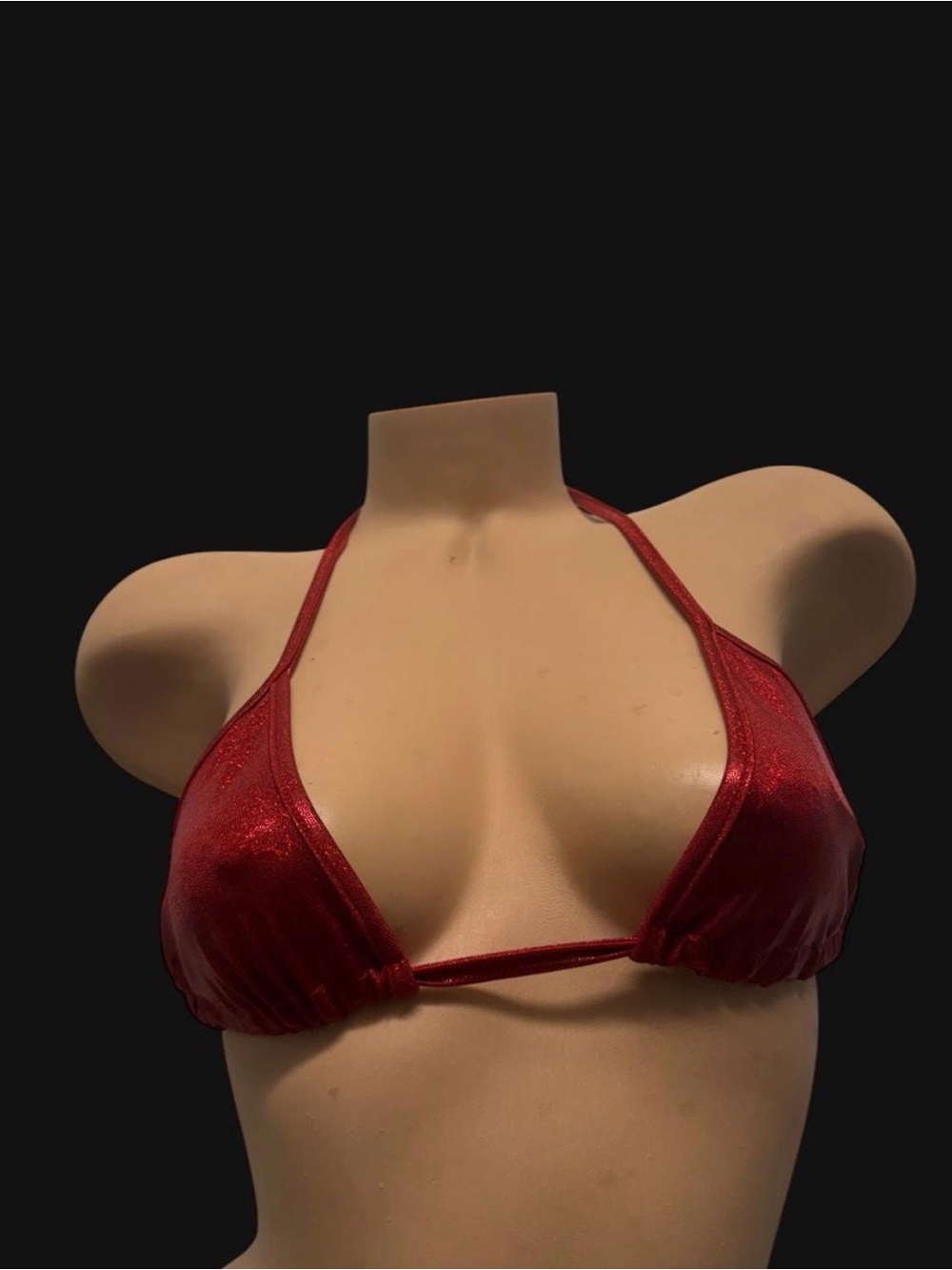Red Shimmer Triangle Bikini Top - Women's Intimates